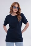 Kadın Lacivert Basic Tişört – Regular Fit Bisiklet Yaka %100 Pamuk 30/1 Süprem Kumaş Günlük T-Shirt