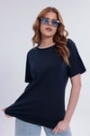Kadın Lacivert Basic Tişört – Regular Fit Bisiklet Yaka %100 Pamuk 30/1 Süprem Kumaş Günlük T-Shirt