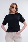 Kadın Siyah Basic Tişört – Regular Fit Bisiklet Yaka %100 Pamuk 30/1 Süprem Kumaş Günlük T-Shirt