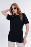 Kadın Siyah Basic Tişört – Regular Fit Bisiklet Yaka %100 Pamuk 30/1 Süprem Kumaş Günlük T-Shirt