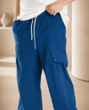 Erkek Keten Kumaş Asimetrik Ve Cep Kapağı Detaylı Baggy Pantolon