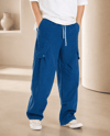Erkek Keten Kumaş Asimetrik Ve Cep Kapağı Detaylı Baggy Pantolon