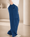 Erkek Keten Kumaş Asimetrik Ve Cep Kapağı Detaylı Baggy Pantolon
