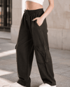 Kadın Beli Lastikli Kargo Cepli Baggy Keten Pantolon