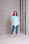 2101 Asimetrik Kesim Basic T-shirt Mavi