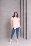 2101 Asimetrik Kesim Basic T-shirt Pembe