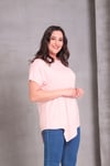 2101 Asimetrik Kesim Basic T-shirt Pembe