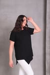 2101 Asimetrik Kesim Basic T-shirt Siyah