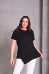 2101 Asimetrik Kesim Basic T-shirt Siyah