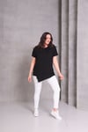 2101 Asimetrik Kesim Basic T-shirt Siyah