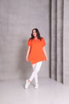 2101 Asimetrik Kesim Basic T-shirt Turuncu