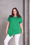 2101 Asimetrik Kesim Basic T-shirt Yeşil