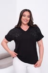 2356 Omuz Nakışlı Bluz Siyah