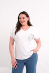 2417 Taşlı Cepli Bluz Beyaz
