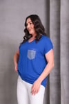 2417 Taşlı Cepli Bluz Lacivert