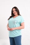 2417 Taşlı Cepli Bluz Mavi