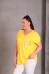 2417 Taşlı Cepli Bluz Sarı