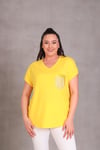 2417 Taşlı Cepli Bluz Sarı