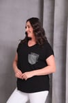 2417 Taşlı Cepli Bluz Siyah