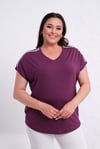 2418 Omzu Taşlı Bluz Mor