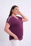 2418 Omzu Taşlı Bluz Mor
