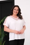 2534 V Yaka Transparan Bluz Beyaz