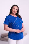 2545 Sarmal Taşlı Bluz Mavi