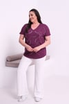2545 Sarmal Taşlı Bluz Mor