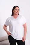 2554 Sırtı Tül Detaylı Yakası Taşlı Bluz Beyaz