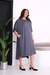 3204 Full Taşlı Oversize Gri Elbise