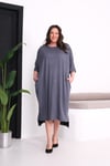 3204 Full Taşlı Oversize Gri Elbise