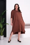 3204 Full Taşlı Oversize Kahverengi Elbise