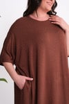 3204 Full Taşlı Oversize Kahverengi Elbise