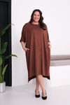 3204 Full Taşlı Oversize Kahverengi Elbise