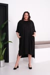 3204 Full Taşlı Oversize Siyah Elbise