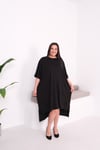 3204 Full Taşlı Oversize Siyah Elbise