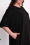 3204 Full Taşlı Oversize Siyah Elbise