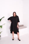 3204 Full Taşlı Oversize Siyah Elbise