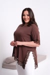 3229 Dantel Detay Asimetrik Bluz Kahverengi