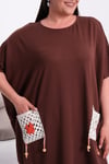 3248 Örme Cepli Oversize Kahverengi Elbise