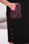 3264 Pembe Neon Cepli Deri Detaylı V Yaka Elbise