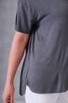 3826 Bambu Kumaş Oversize V Yaka Bluz Gri