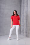 3826 Bambu Kumaş Oversize V Yaka Bluz Kırmızı