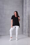 3826 Bambu Kumaş Oversize V Yaka Bluz Siyah