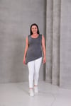3833 Bambu Kumaş Asimetrik Kesim Atlet Gri