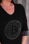 6554 Bitcoin Taşlı Bluz Gri Taşlı