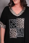 6785 Leopar Detaylı V Yaka Elbise