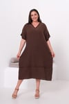 8068 Dantel Detaylı Müzmin Kumaş Oversize Elbise
