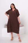 8068 Dantel Detaylı Müzmin Kumaş Oversize Elbise