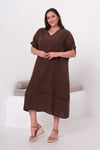 8068 Dantel Detaylı Müzmin Kumaş Oversize Elbise